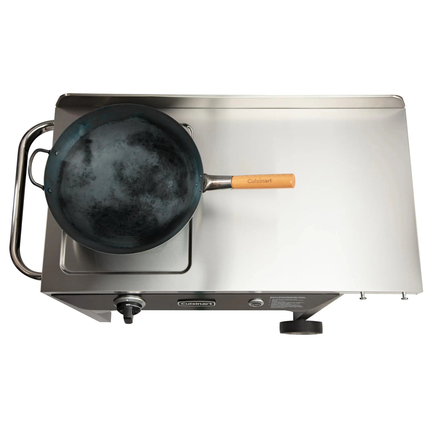 Cuisinart �� Outdoor Wok Station, 50,000 BTU Propane Outdoor Wok Burner w Prep Table, 14�测�� Carbon Steel Wok for Stir Fry, Searing, BBQ �� Black
