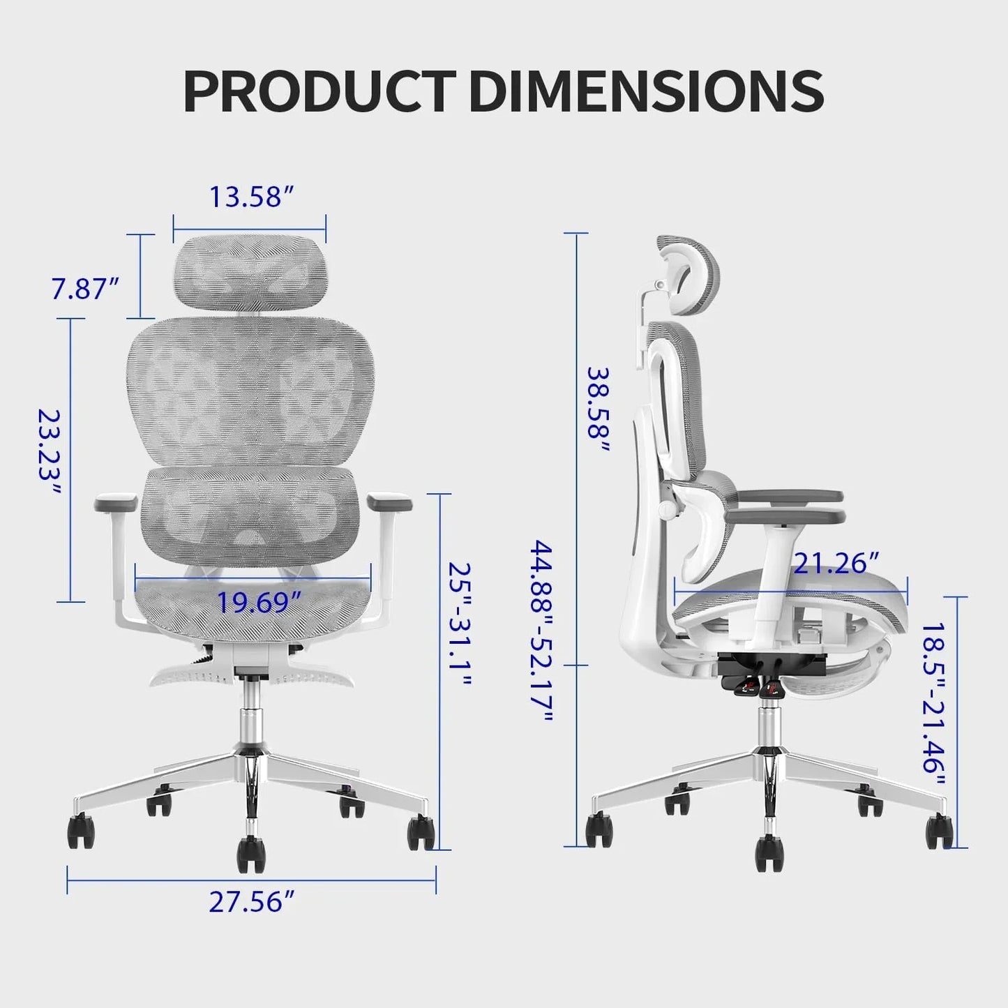 Ergo3D Ergonomic Office Chair �� High Back Mesh Desk Chair with 3D Adjustable Armrests, Wheels, for Home and Office (Black)