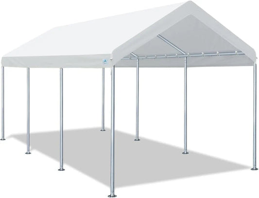 ADVANCE OUTDOOR 10x20 ft Heavy Duty Carport Potable Car Canopy Garage Party Tent Boat Shelter, Adjustable Height from 9.5 ft to 11 ft, Beige